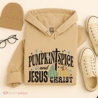 Pumpkin Spice And Jesus Christ Fun Fall Christian Cross Faith Hoodie thumb 4
