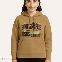 Pumpkin Spice And Jesus Christ Fun Fall Christian Cross Faith Hoodie thumb 5