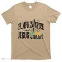 Pumpkin Spice And Jesus Christ Fun Fall Christian Cross Faith T-Shirt thumb 0