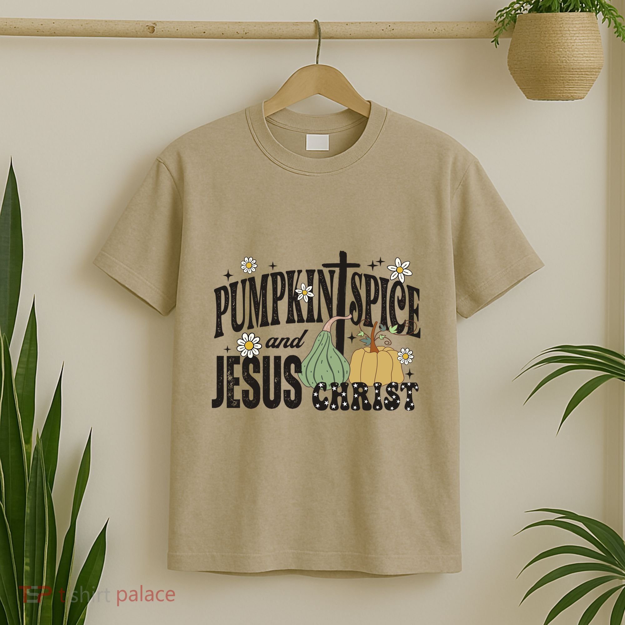 Pumpkin Spice And Jesus Christ Fun Fall Christian Cross Faith T-Shirt