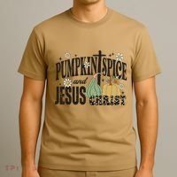 Pumpkin Spice And Jesus Christ Fun Fall Christian Cross Faith T-Shirt thumb 3