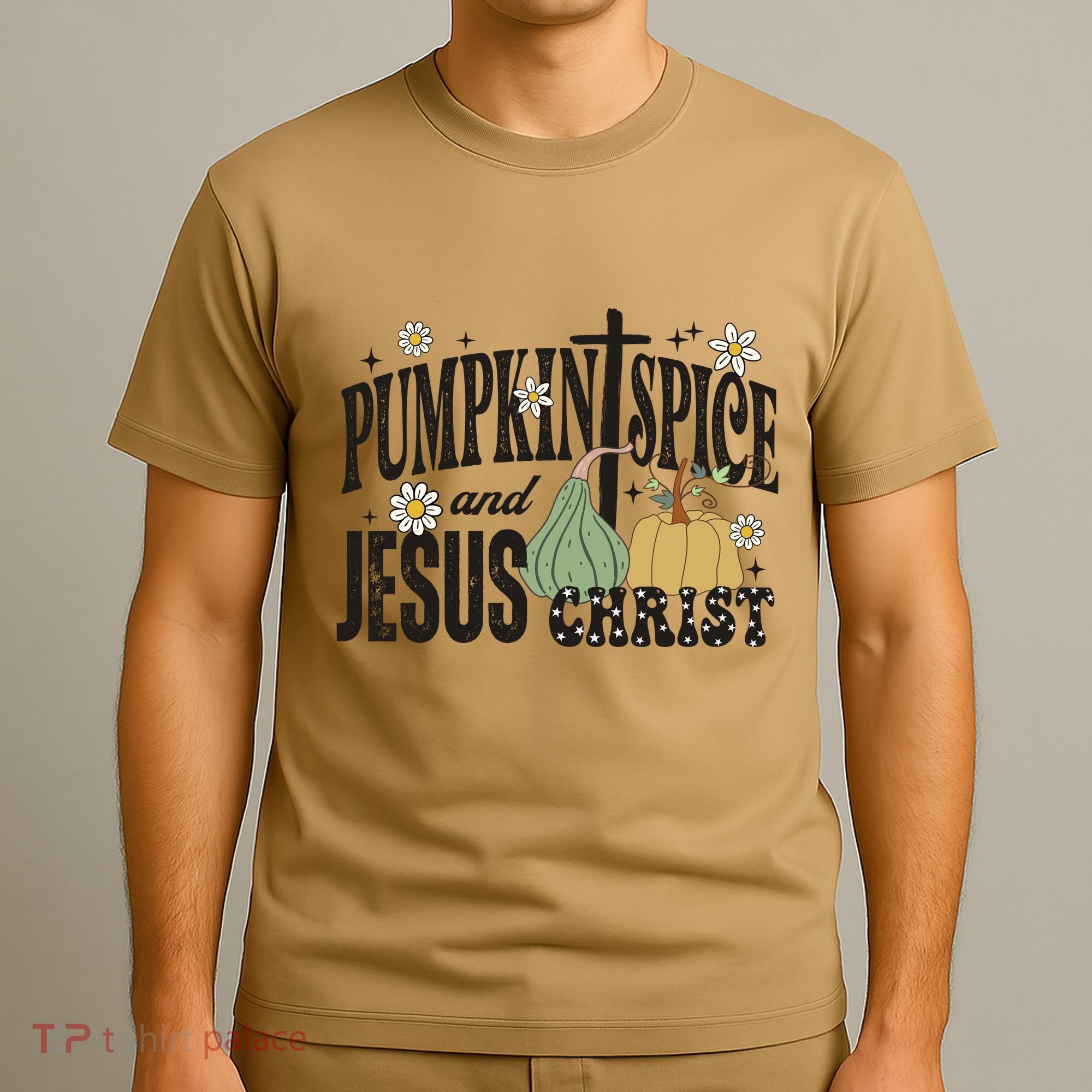 Pumpkin Spice And Jesus Christ Fun Fall Christian Cross Faith T-Shirt