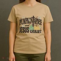 Pumpkin Spice And Jesus Christ Fun Fall Christian Cross Faith T-Shirt thumb 4