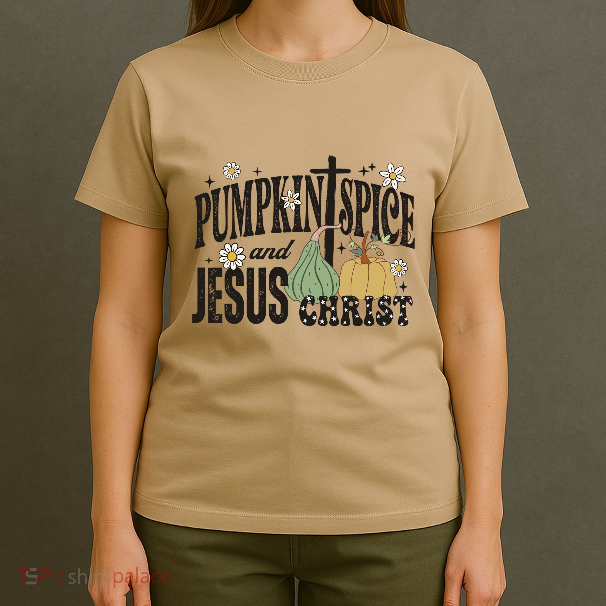 Pumpkin Spice And Jesus Christ Fun Fall Christian Cross Faith T-Shirt