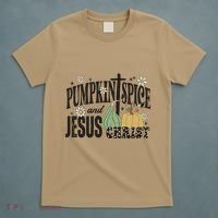 Pumpkin Spice And Jesus Christ Fun Fall Christian Cross Faith T-Shirt thumb 5