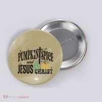 Pumpkin Spice And Jesus Christ Fun Fall Christian Cross Faith Button thumb 0