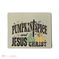 Pumpkin Spice And Jesus Christ Fun Fall Christian Cross Faith Mousepad thumb 0