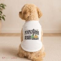 Pumpkin Spice And Jesus Christ Fun Fall Christian Cross Faith Doggie Tank thumb 2