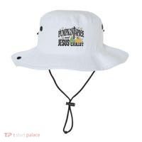 Pumpkin Spice And Jesus Christ Fun Fall Christian Cross Faith Bucket Hat thumb 0