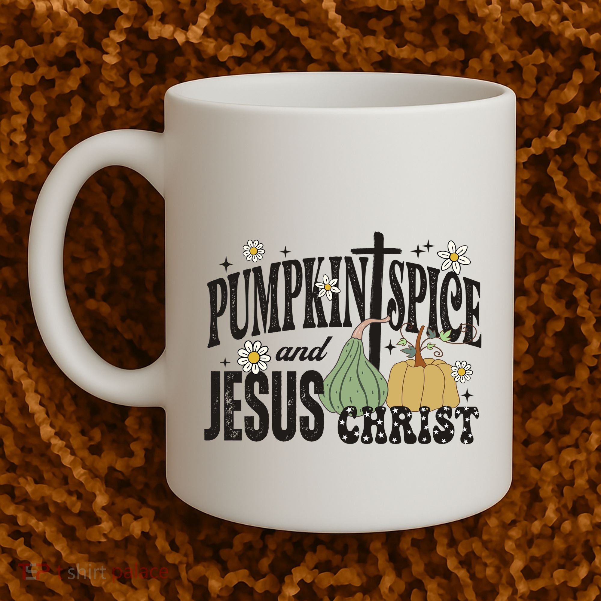 Pumpkin Spice And Jesus Christ Fun Fall Christian Cross Faith Coffee Mug