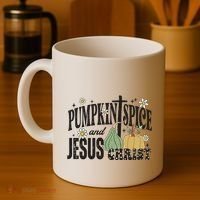 Pumpkin Spice And Jesus Christ Fun Fall Christian Cross Faith Coffee Mug thumb 4