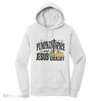 Pumpkin Spice And Jesus Christ Fun Fall Christian Cross Faith Women's Hoodie thumb 0