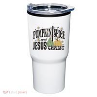 Pumpkin Spice And Jesus Christ Fun Fall Christian Cross Faith Tumbler thumb 0