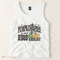 Pumpkin Spice And Jesus Christ Fun Fall Christian Cross Faith Tank Top thumb 2