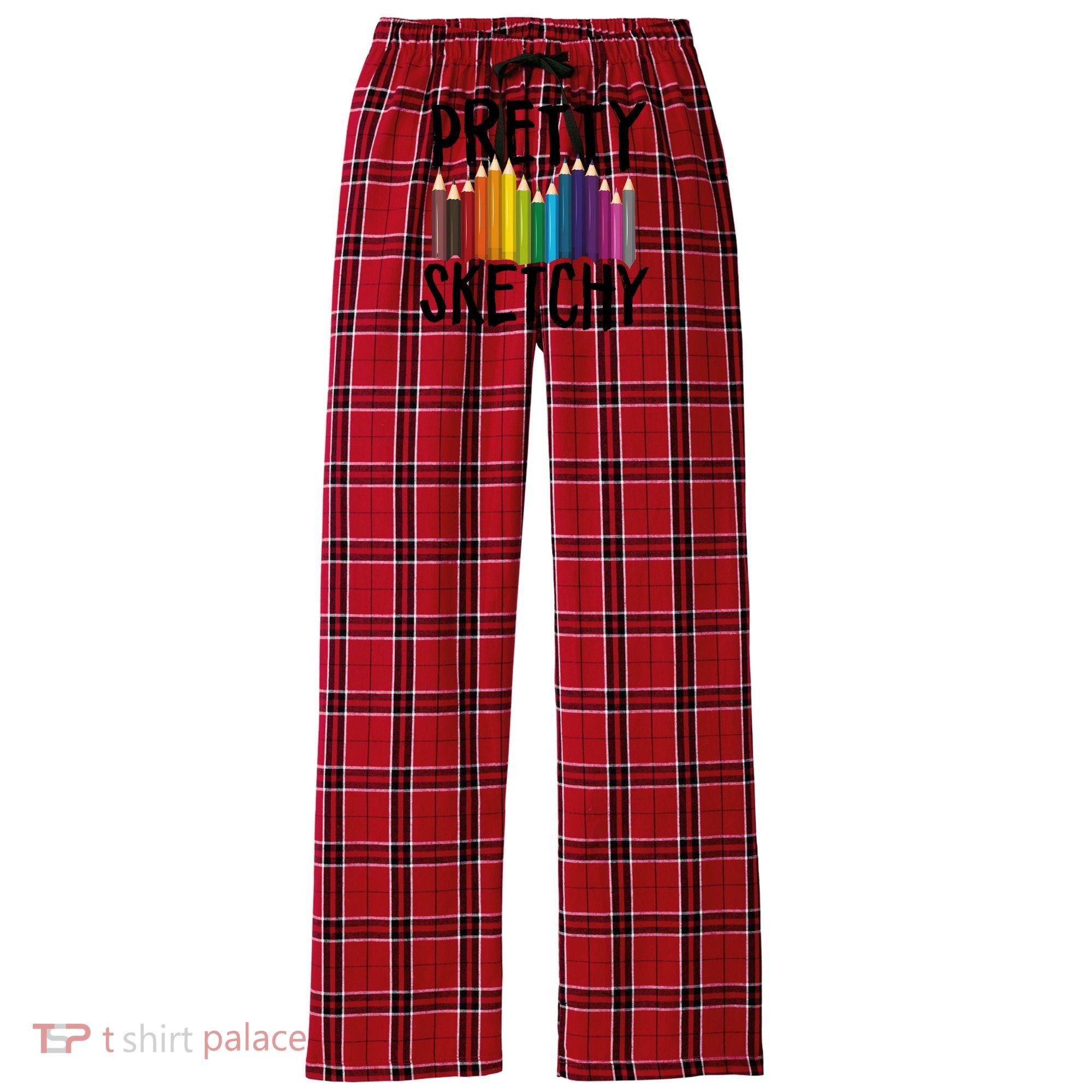 Pretty Sketchy Artist Art Teacher Women's Flannel Plaid Pajama Pants