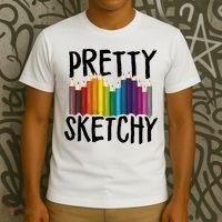 Pretty Sketchy Artist Art Teacher T-Shirt thumb 3