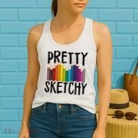 Pretty Sketchy Artist Art Teacher Women's Tank Top thumb 2