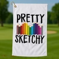 Pretty Sketchy Artist Art Teacher Golf Towel thumb 1