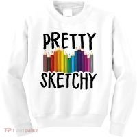 Pretty Sketchy Artist Art Teacher Kids Sweatshirt thumb 0