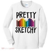 Pretty Sketchy Artist Art Teacher Kids Long Sleeve Shirt thumb 0