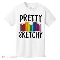 Pretty Sketchy Artist Art Teacher Kids T-Shirt thumb 0