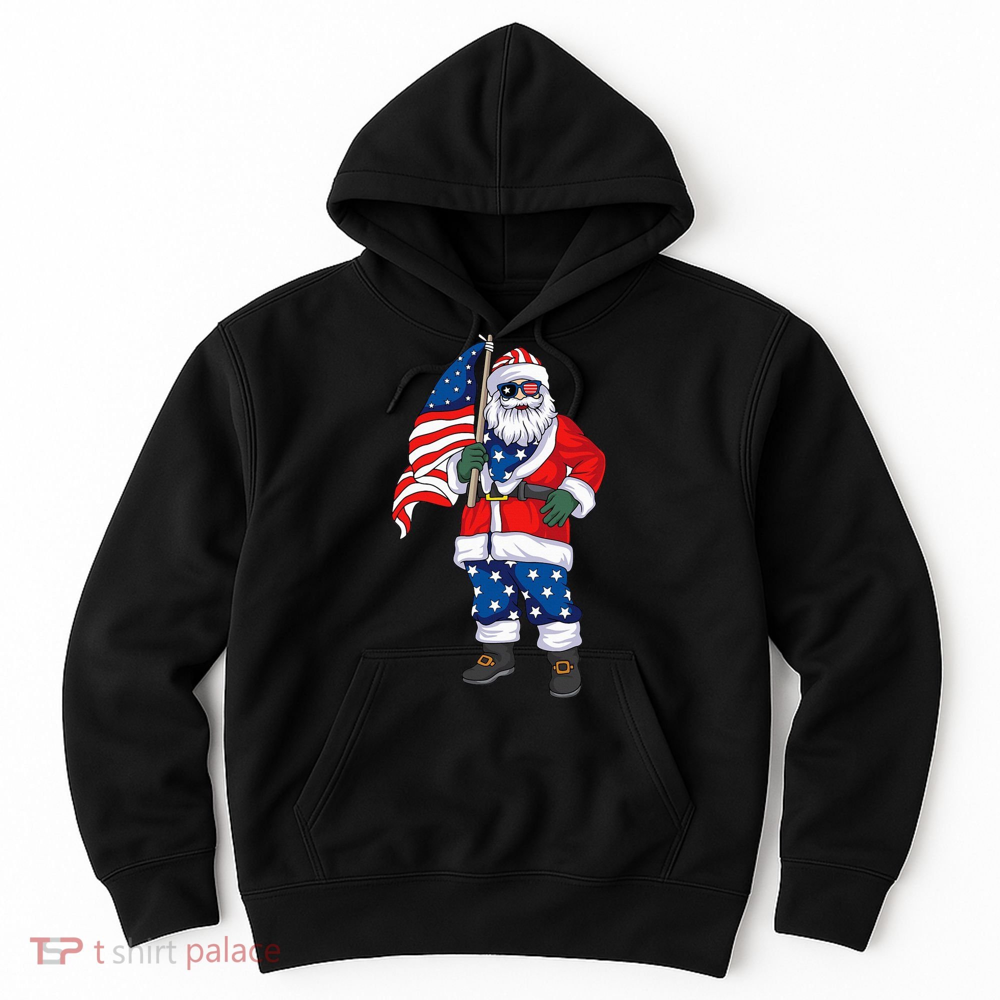Patriotic Santa American Christmas 4th Of July Santa Hoodie