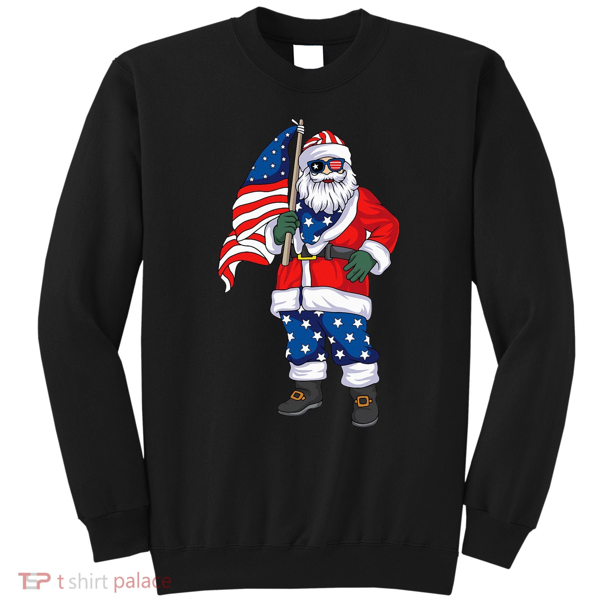 Patriotic Santa American Christmas 4th Of July Santa Sweatshirt
