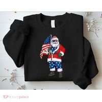 Patriotic Santa American Christmas 4th Of July Santa Sweatshirt thumb 2