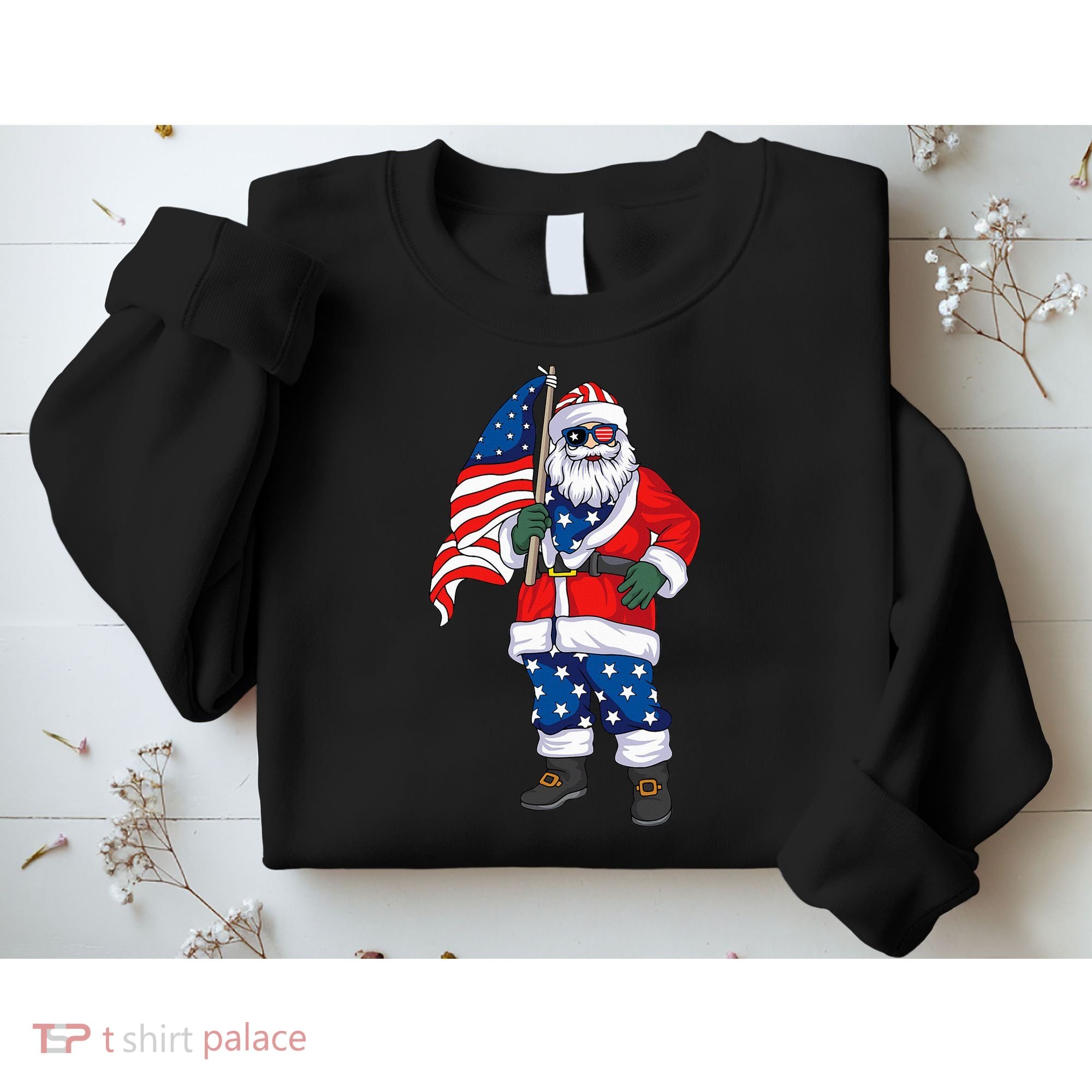 Patriotic Santa American Christmas 4th Of July Santa Sweatshirt
