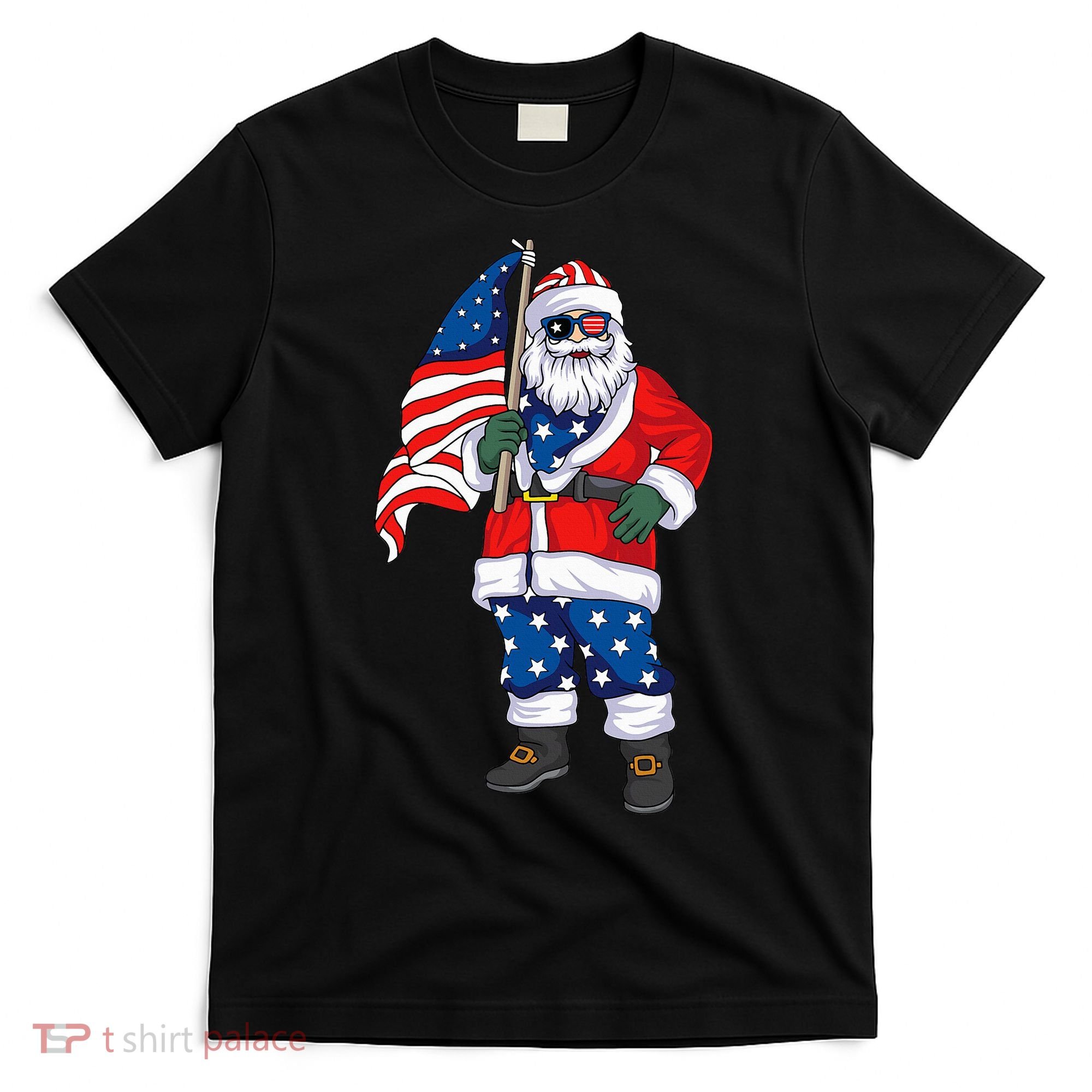 Patriotic Santa American Christmas 4th Of July Santa T-Shirt