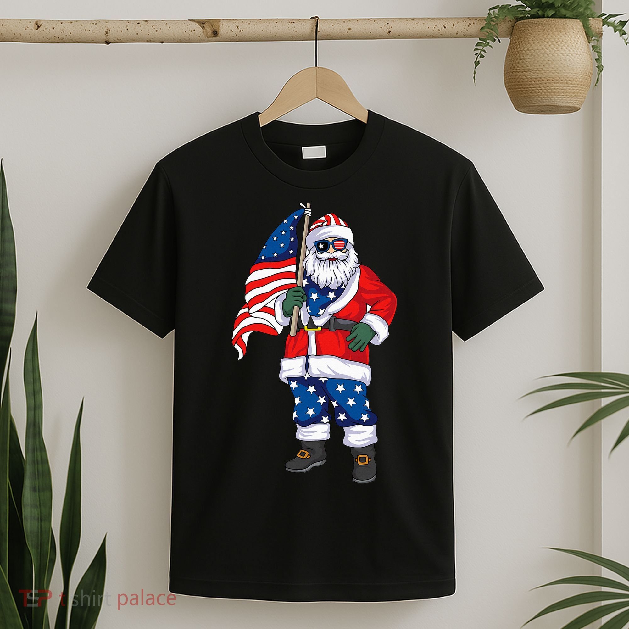 Patriotic Santa American Christmas 4th Of July Santa T-Shirt
