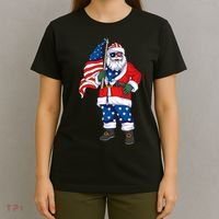 Patriotic Santa American Christmas 4th Of July Santa T-Shirt thumb 4