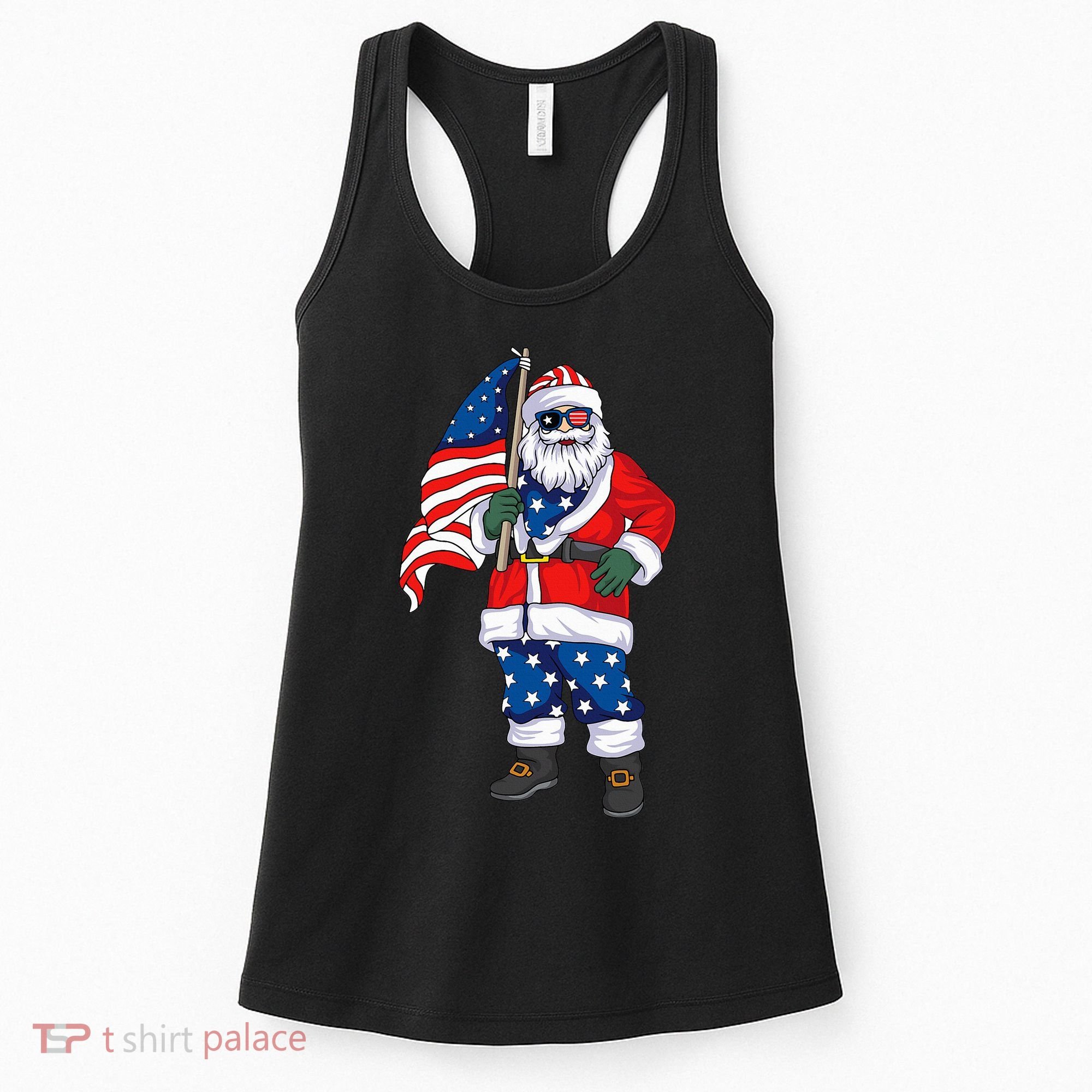 Patriotic Santa American Christmas 4th Of July Santa Women's Tank Top
