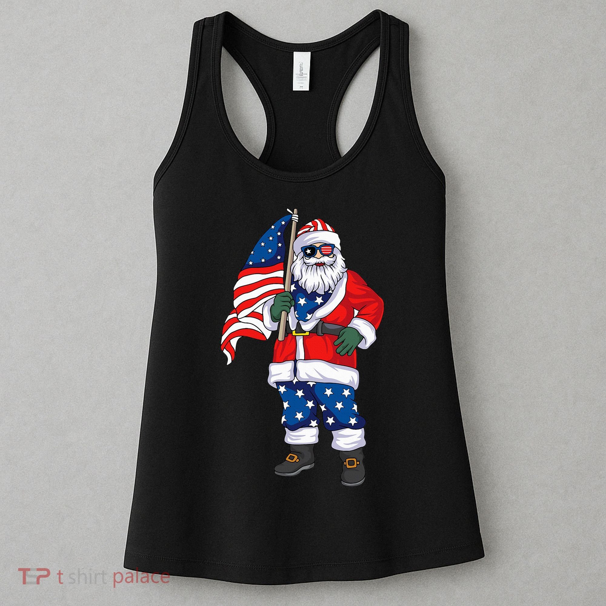 Patriotic Santa American Christmas 4th Of July Santa Women's Tank Top