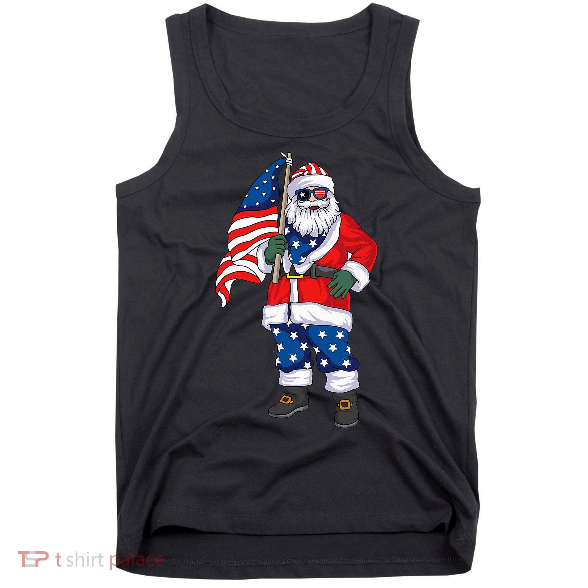 Patriotic Santa American Christmas 4th Of July Santa Tank Top