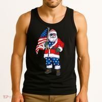 Patriotic Santa American Christmas 4th Of July Santa Tank Top thumb 3