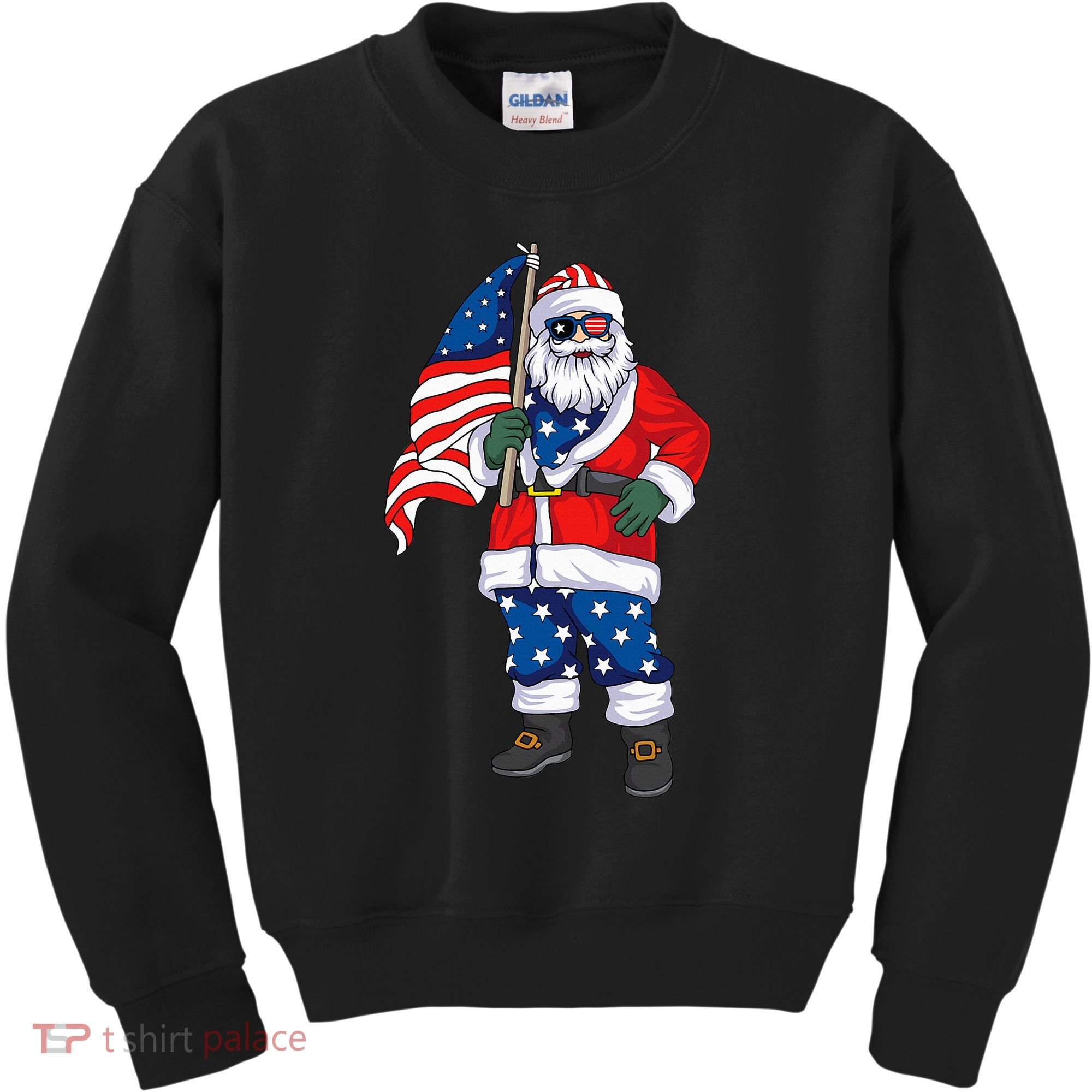 Patriotic Santa American Christmas 4th Of July Santa Kids Sweatshirt