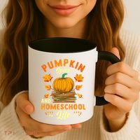Pumpkin Spice And Homeschool Life Funny Halloween Coffee Mug thumb 3