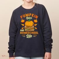 Pumpkin Spice And Homeschool Life Funny Halloween Women's Sweatshirt thumb 0