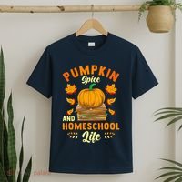 Pumpkin Spice And Homeschool Life Funny Halloween T-Shirt thumb 2
