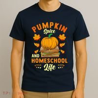 Pumpkin Spice And Homeschool Life Funny Halloween T-Shirt thumb 3
