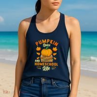Pumpkin Spice And Homeschool Life Funny Halloween Women's Tank Top thumb 2