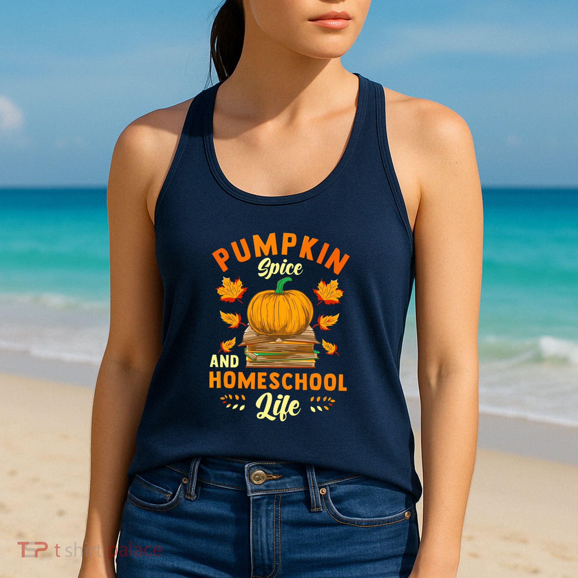Pumpkin Spice And Homeschool Life Funny Halloween Women's Tank Top