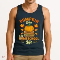 Pumpkin Spice And Homeschool Life Funny Halloween Tank Top thumb 3