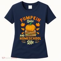 Pumpkin Spice And Homeschool Life Funny Halloween Women's T-Shirt thumb 0