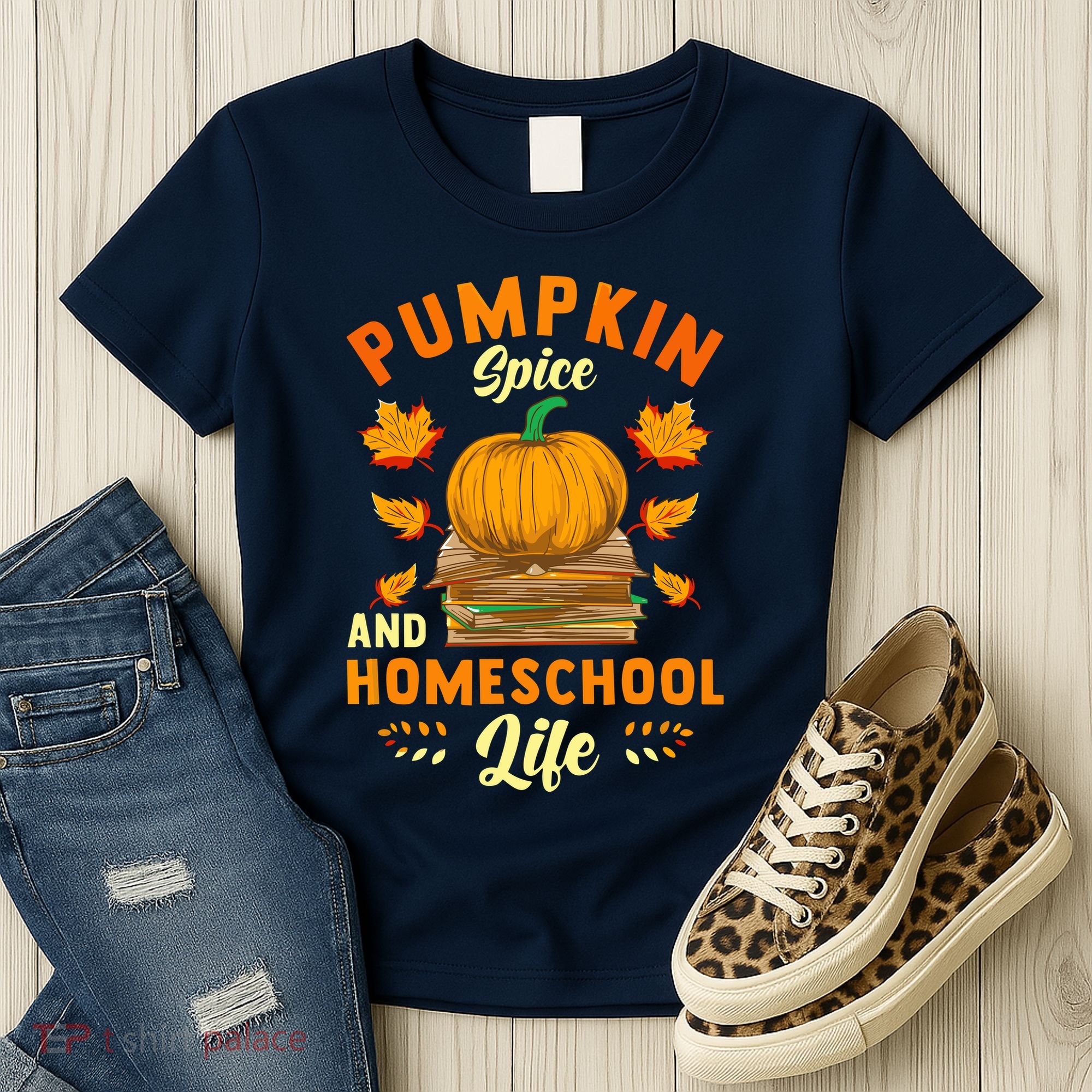 Pumpkin Spice And Homeschool Life Funny Halloween Women's T-Shirt