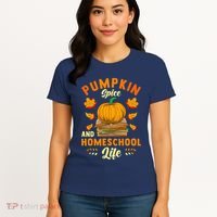Pumpkin Spice And Homeschool Life Funny Halloween Women's T-Shirt thumb 4