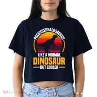 Pachycephalosaurus Stuffed Animal Dinosaur Toys Dino Women's Crop Top Tee thumb 2