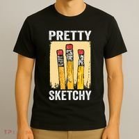 Pretty Sketchy Artist Pencils Sketch Sketching Paint Artist T-Shirt thumb 3