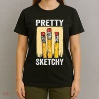 Pretty Sketchy Artist Pencils Sketch Sketching Paint Artist T-Shirt thumb 4